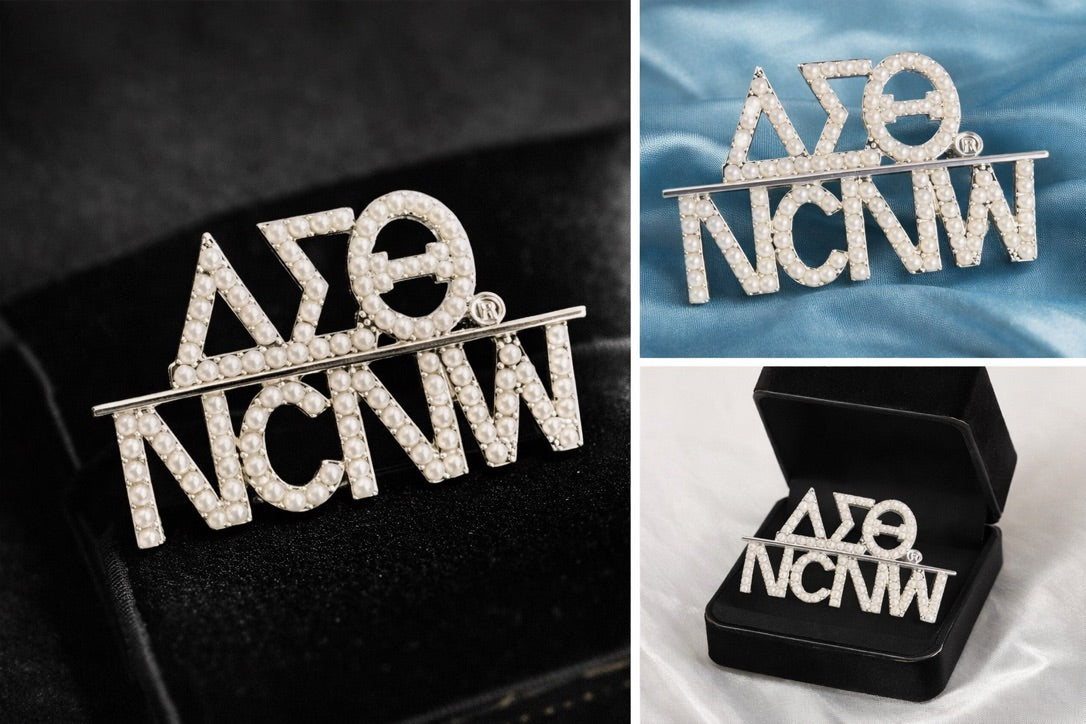 Delta Sigma Theta x NCNW Pearl Brooch