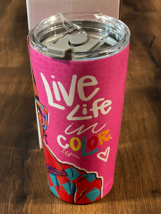 Live Life In Color Stainless Steel Travel Tumblers