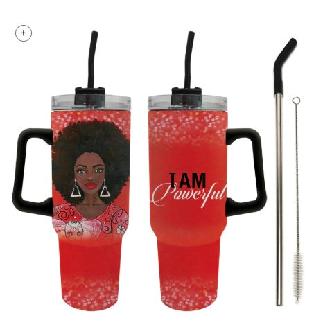 40 oz Insulated Tumbler with Handle &amp; Straw Set