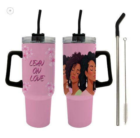 40 oz Insulated Tumbler with Handle &amp; Straw Set
