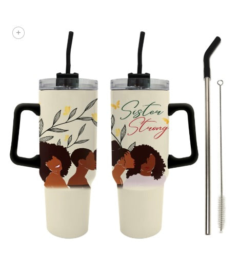 40 oz Insulated Tumbler with Handle &amp; Straw Set