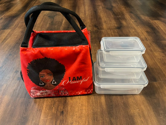 I Am Powerful Lunch Bag Set with Box Containers